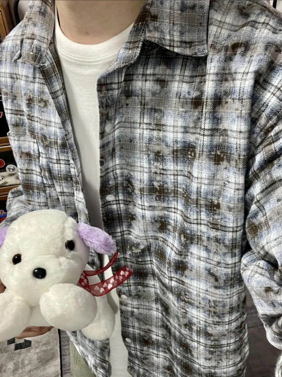 

Мужской свободный кардиган свободного покроя в американском стиле ретро с длинными светями и пуговицами, красящая молодежная мода, осенний сезон, бирка выбора бренда