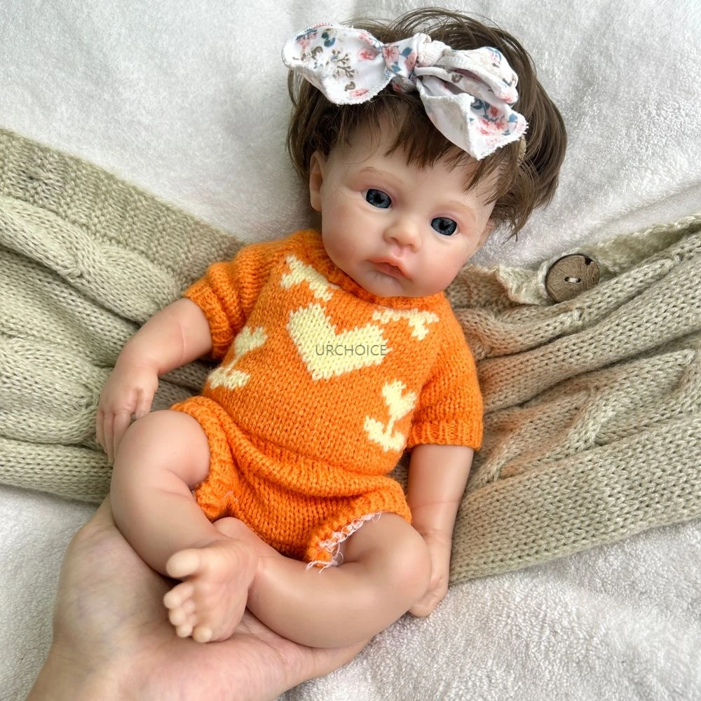 12 inch mini full body zachte siliconen herboren babymeisje weide geworteld haar levensechte handgemaakte geschilderde pop kinderen speelgoed kerstcadeau