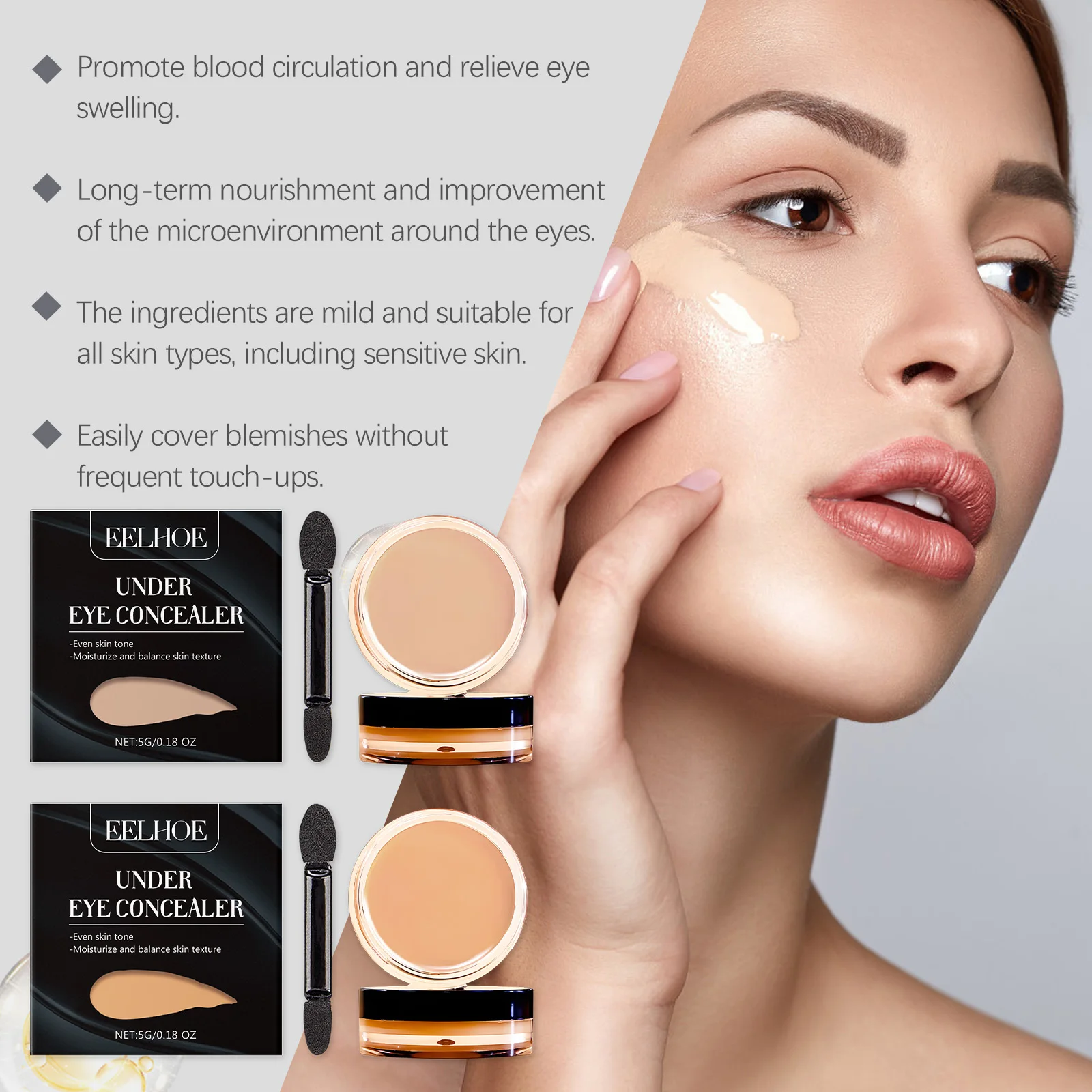 Eye Concealer Series Augenunreinheiten, feuchtigkeitsspendend, ohne Make-up zu entfernen, leichte und natürliche Passform, aufhellendes Reparatur-Concealer-Make-up