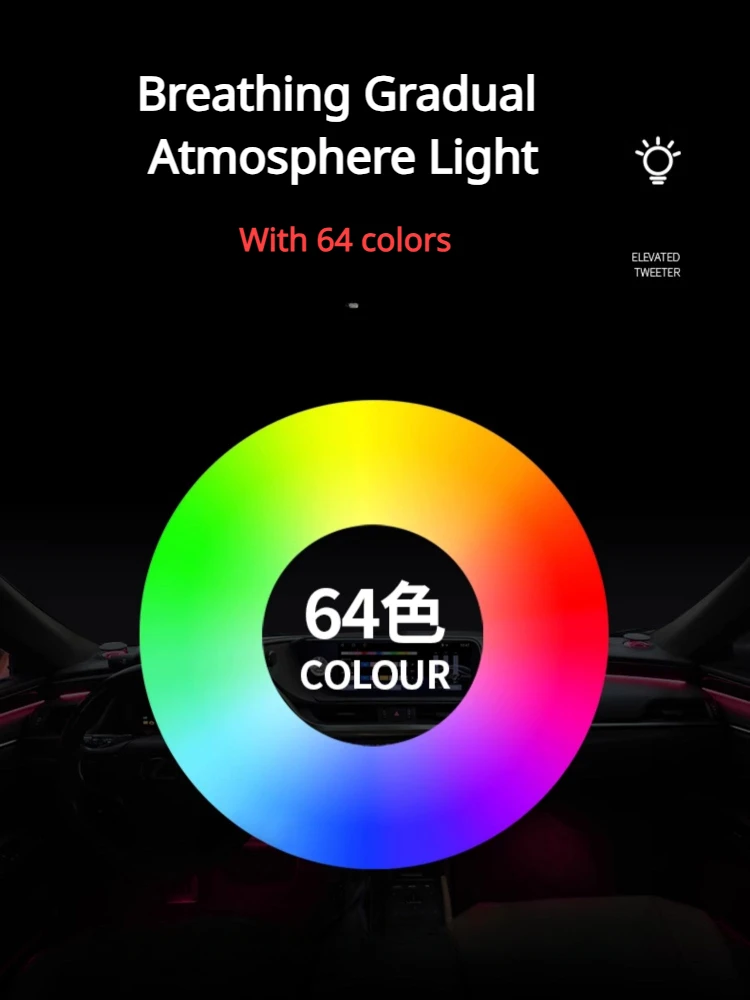 مكبر صوت كهربائي لرفع الصوت ، أداة معلقة ، ثلاثة أضعاف ، تحكم في التطبيق ، ليد ، 64 لونًا ، مناسب لـ Lexus ES-من من من من نوع RX #5