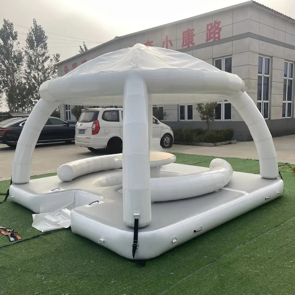 Multi-Functional Inflatable Leisure Tent with Bar Table Sunshade Floating Platform Floating Bed for Swimming Pool Yacht Matching