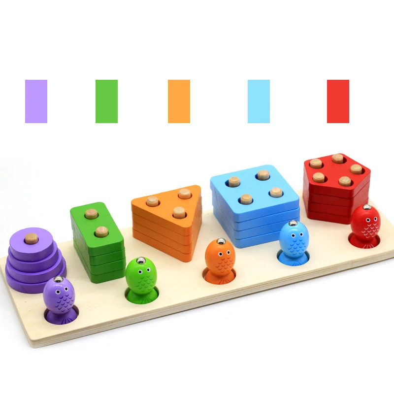kinderen houten geometrische vormen magnetische visserij Montessori puzzel voorschools leren educatief spel baby peuter speelgoed kinderen