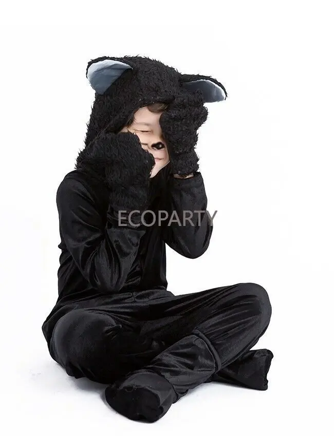 Child Black Cat Costume Book Week Animal Kids Zoo Party Boys Girls Jumpsuit Disfraz Hombre Story Book Theme Cossplay Sexy