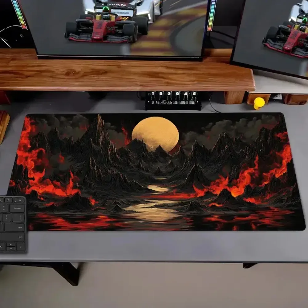 Adopting the design of volcanic lava flow, a non-slip base and an anti-slip surface decoração setup gamer mouse pad grande