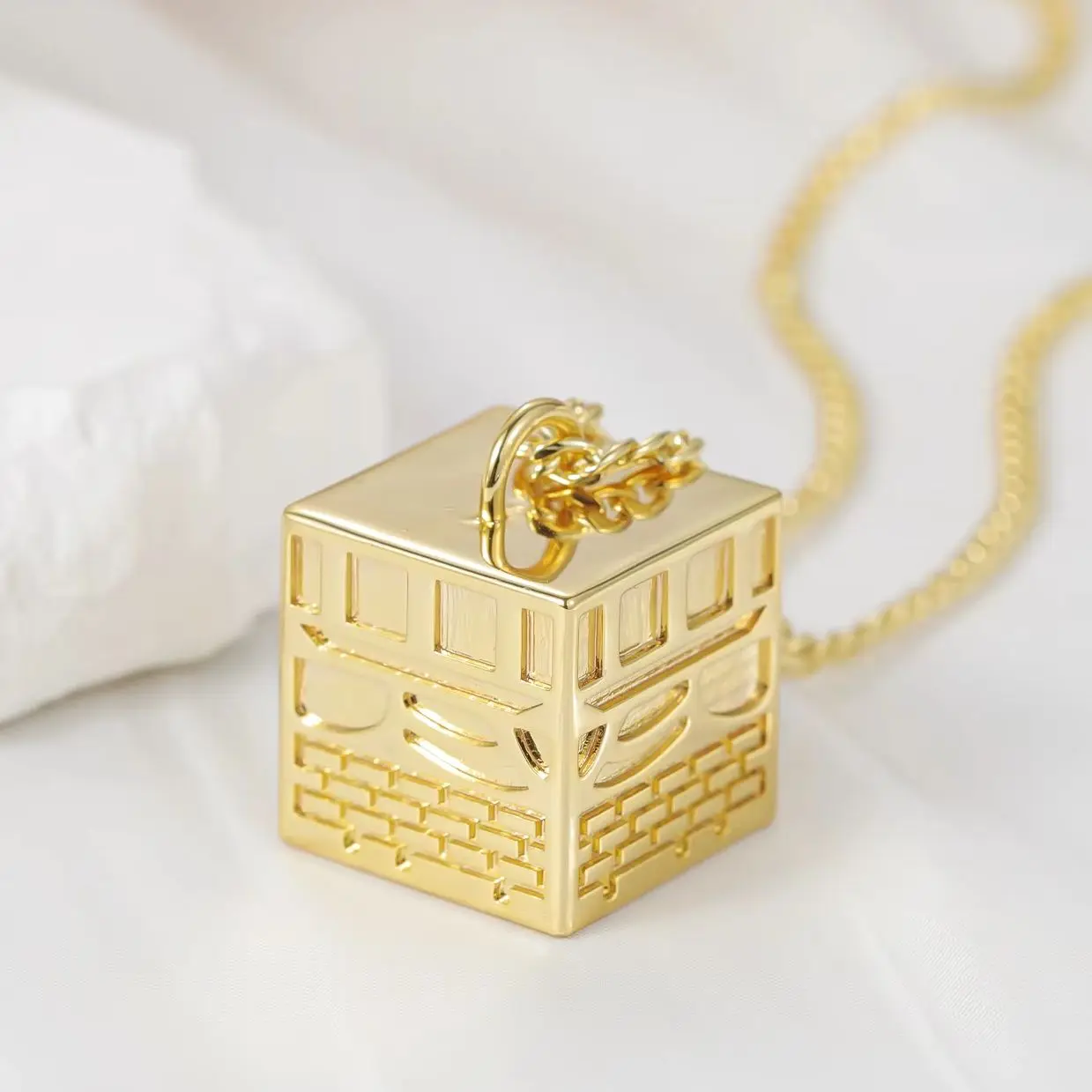 

MYDIY 3D арабское стерео квадратное ожерелье из нержавеющей стали с четырехсторонней подвеской в виде колонны модные украшения для мужчин мусульманские ожерелья