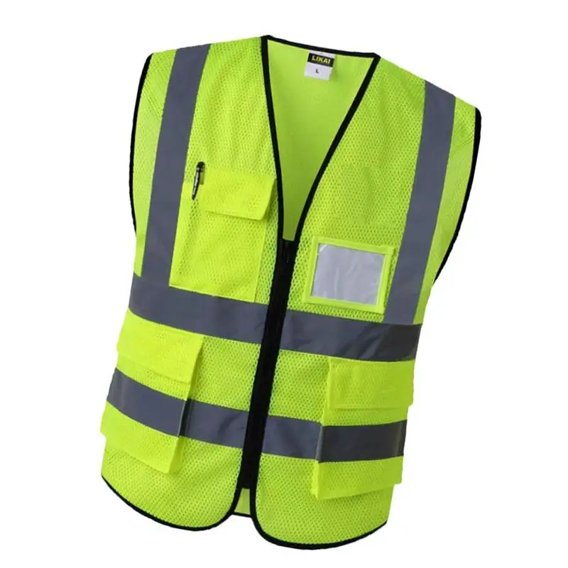 Chaleco de seguridad reflectante multibolsillo, chaleco de tráfico de Color brillante, uniforme de minería de carbón de ferrocarril, chaleco