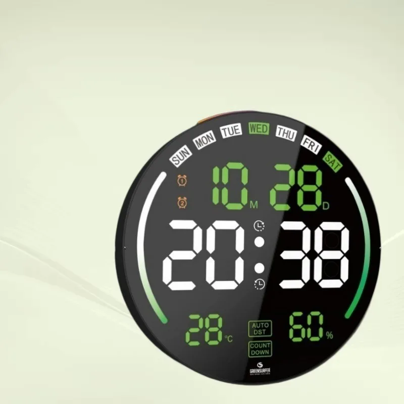 RGB LED Digital Wall Clock with Large Display, Multifunctional Electronic Clock for Living Room – Bedroom Decor with Date Temp