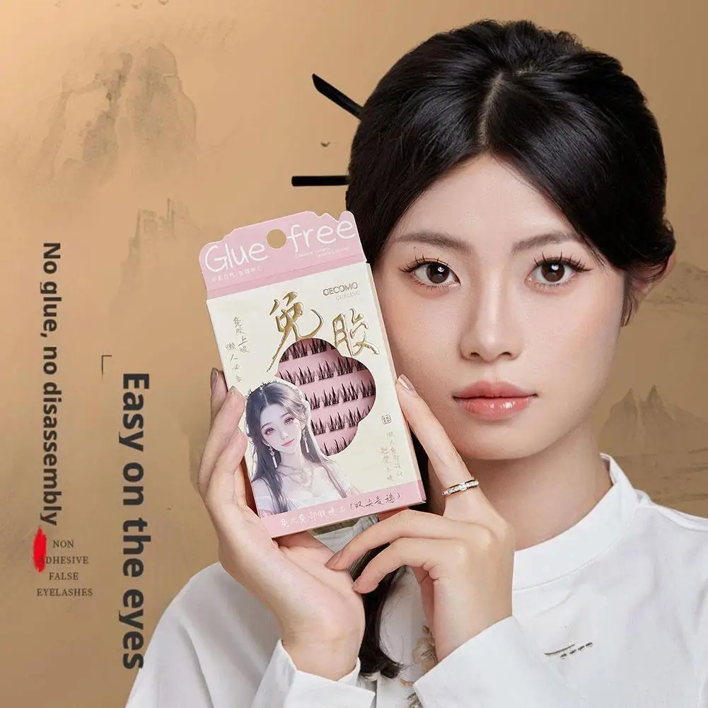 6줄 접착제 필요 없음 자가 접착식 3D 풍성한 인조 속눈썹 재사용 가능 세그먼트형 해바라기 두꺼운 속눈썹 일상용