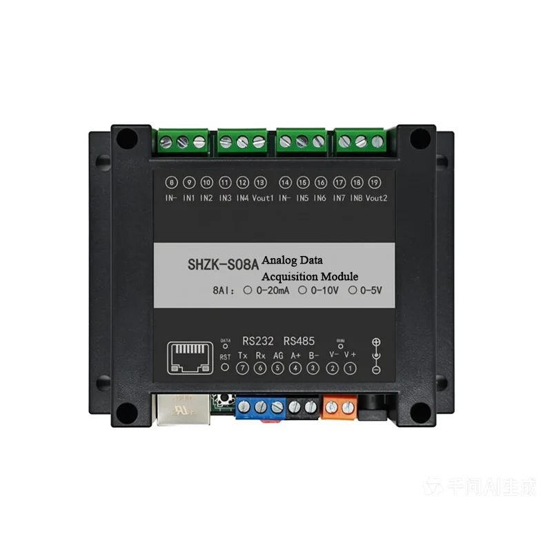 4-Channel Modbus Analog Acquisition Module (RS-485 to 4-20mA/Voltage/Current Output)
