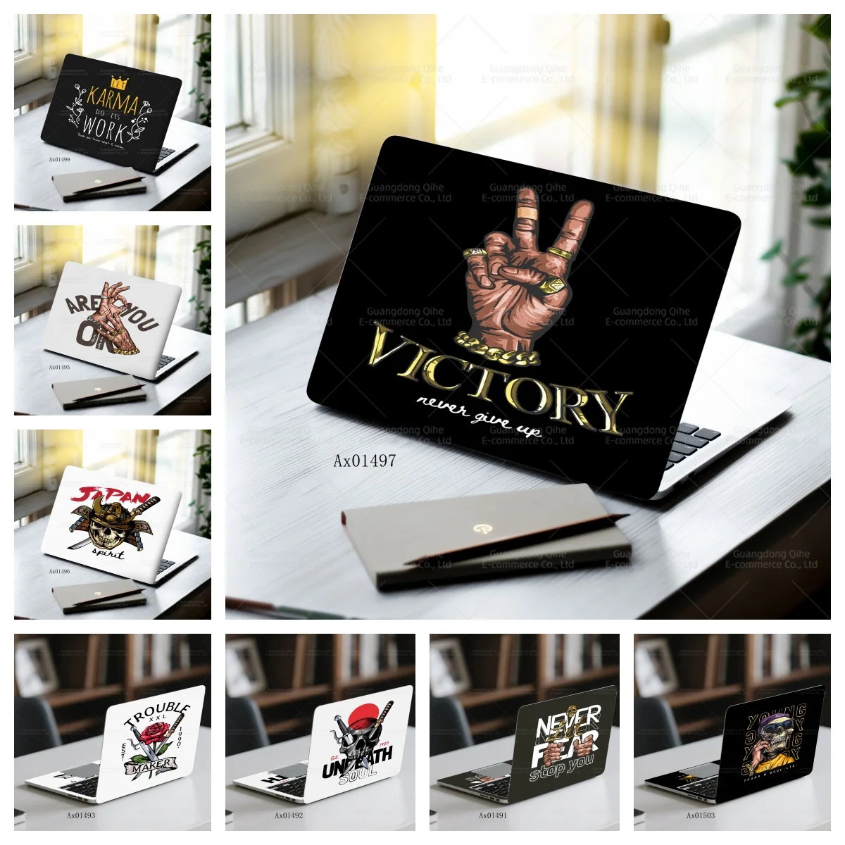 2 Pcs Retro American Style Trend Laptop Skin Sticker Mythology Graffiti Design Waterproof Decal MacBook Notebook Keyboard Decor