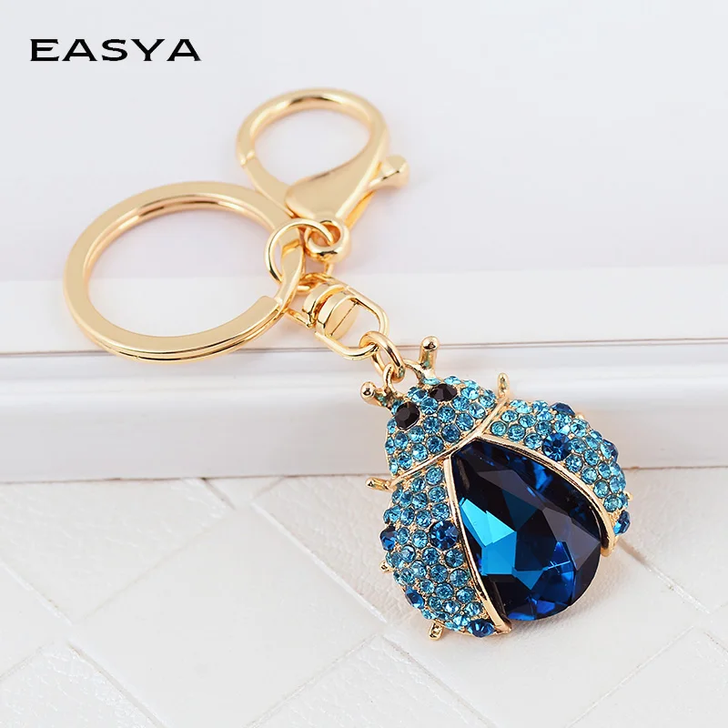 EASYA New Arrival Crystal Insect Shape Chaveiro Keychain Cute Sparkling Metal Key Ring Holder Akcesoria dla kobiet Dziewczyny Torba