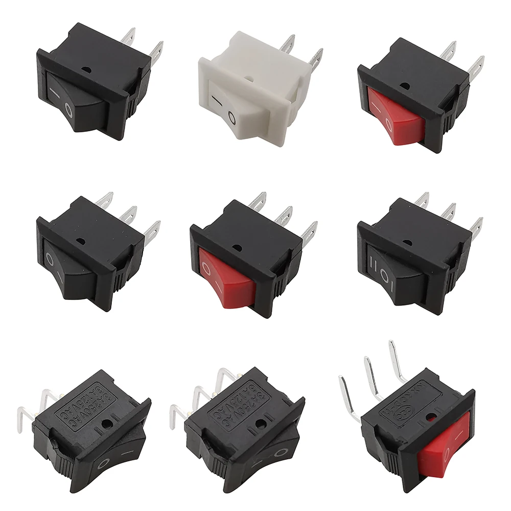 10Pcs KCD11 10x15mm 2Pin 3Pin Snap-in Mini Push Button Switch ON-OFF/ON-OFF-ON Rocker Switch SPST 3A 250VAC/6A 125VAC