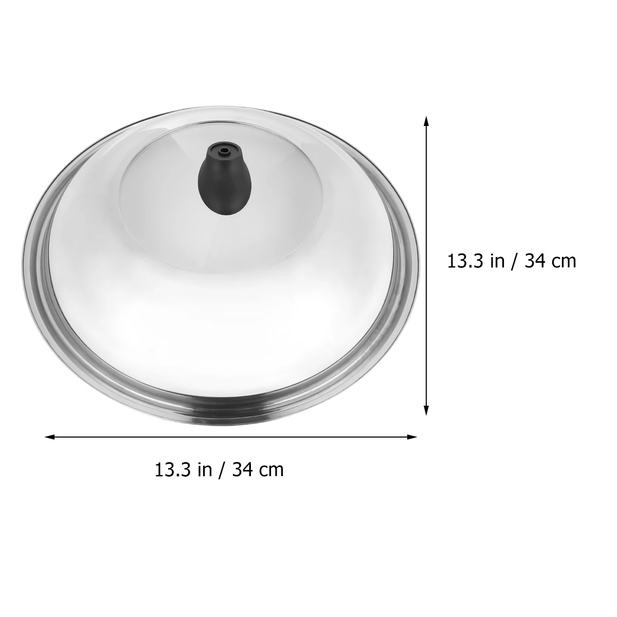

34Cm Stainless Steel Wok With Tempered Glass Clear View Heat Resistant Steam Vent For Frying Cookware Replacement