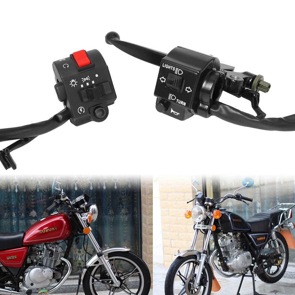 2 sztuk 7/8 ''motocykl kierownica montaż przełącznika zestaw sterowania dla Suzuki GS125 GN125 GS GN 125 wskaźniki światła przełączniki klaksonu