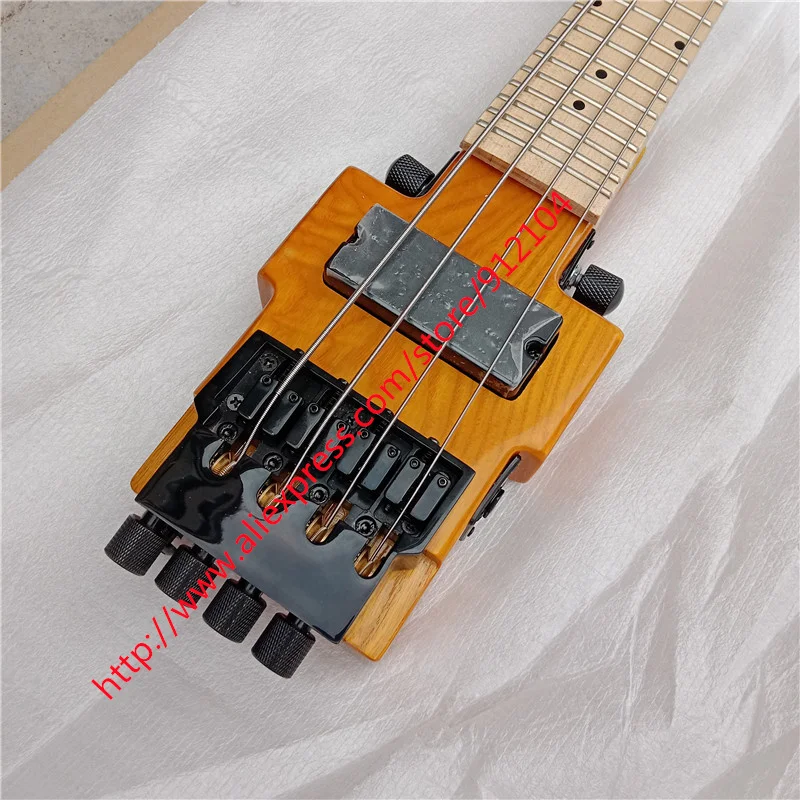 4 Strings Headless Electric Bass Guitar,Ash Body&Maple Neck Maple Fingerboard Black Hardware BJ-638