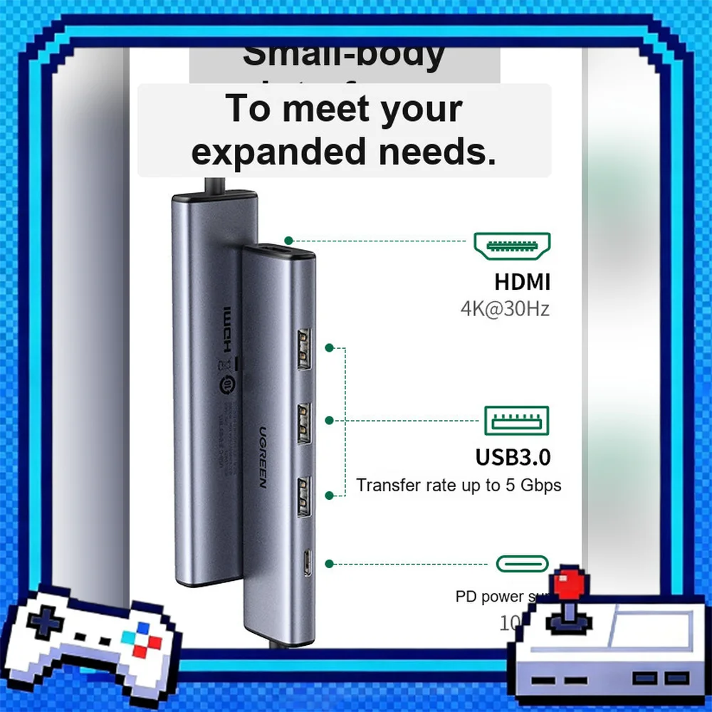UGREEN 25361 USB C Hub with 1.5m Cable 5 in 1 Docking Station HDMI USB 3.0 PD Type C Adapter
