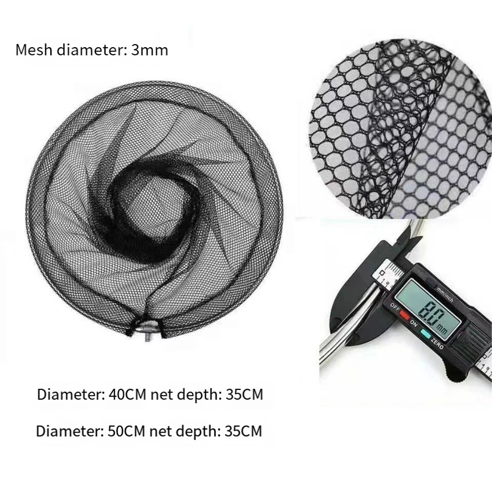 40/50cm Nylon Pe Braided Fishing Nets Fishing Tackle Collapsible Rhombus Mesh Hole Depth Folding Dip Net All For Fishing Product