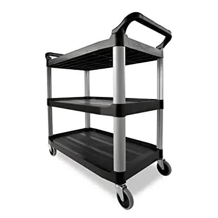 Three Tier Restaurant Service Cart Heavy Duty 3-Shelf Rolling Service/Utility/Push Cart 300 lbs Foodservice/Restaurant/Hotel