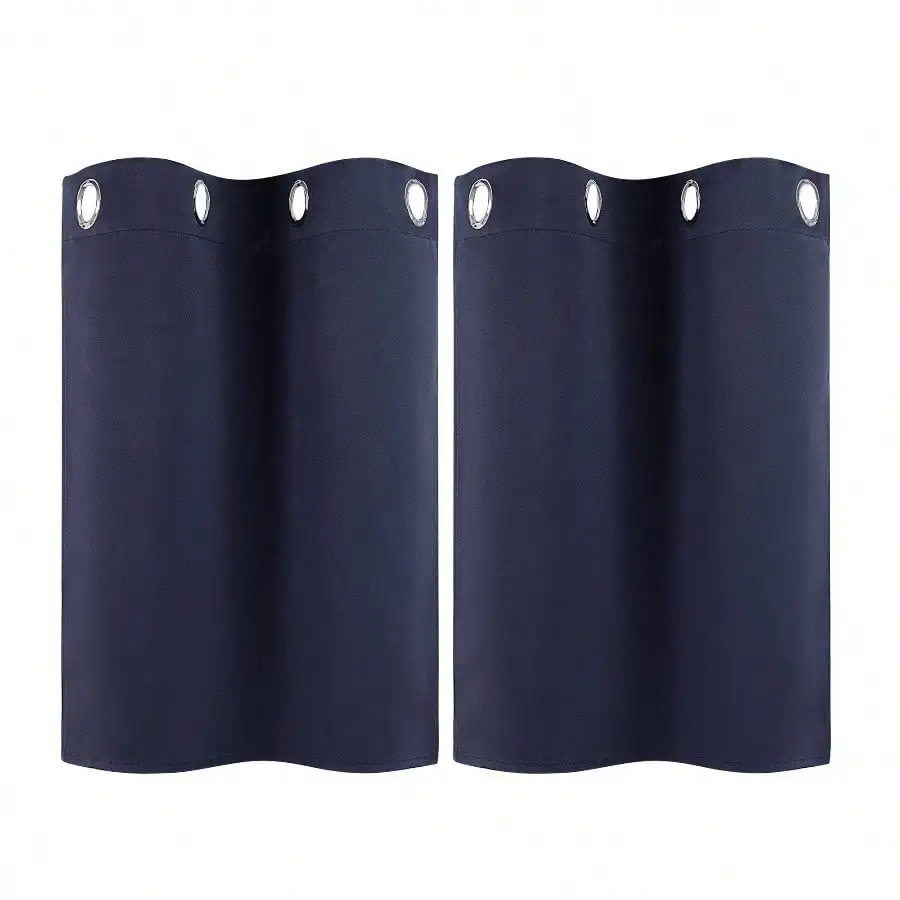 

Blackout Window Curtains Kitchen Panels Set of 2 Navy Blue 29x 18 Blackout Light Blocking Heavy Duty Fabric for Kitchen Windows