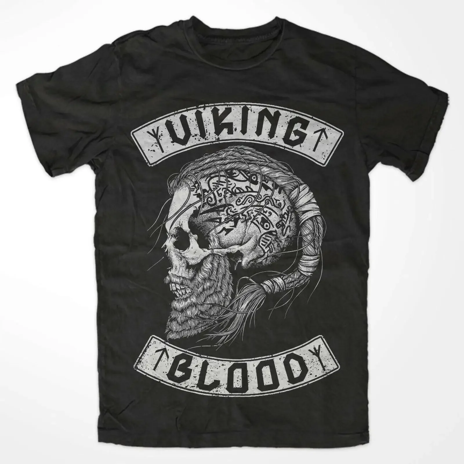 Viking Blood M2 T Shirt FRONT Wolf Odins Berserker Vikings Walhalla Ragnar vintage Washed Unisex Soft streetwear graphic homme