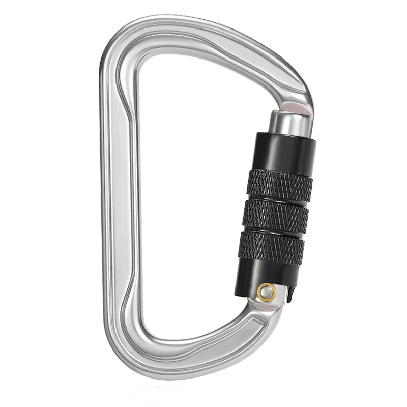 30kN Aluminum Safty Climbing Snap Hook Carabiner D-Type Carabiner Triple Lock Climbing Carabiner for Rock Climbing Rescue Etc. view 6