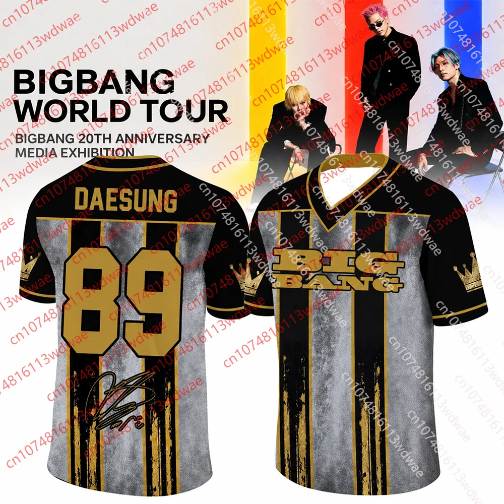 BIGBANG G-DRAGON 88 World Tour Soccer Jersey Unisex V-neck Short Sleeve Shirt Vintage Kpop Fan Merch Concert Streetwear Top