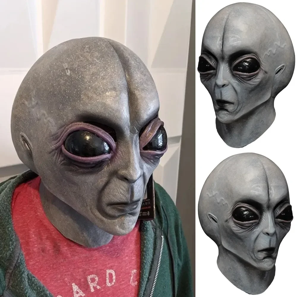 

2025halloween Masque de crâne extraterrestre UFO, 51 zones, pour Cosplay, organisme extraterrestre, masques en Latex, casque