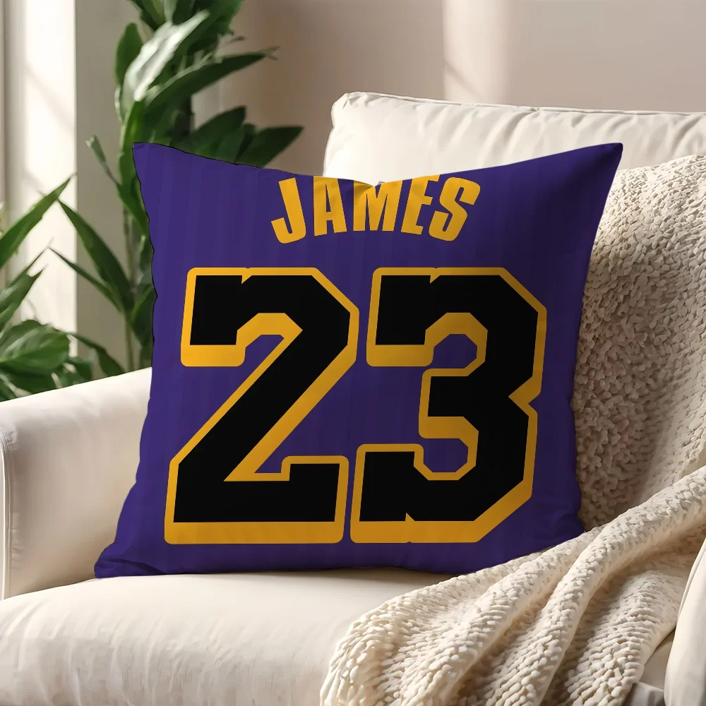 L-LeBron-J-James Funda de cojín de baloncesto, almohada, sofá, impresión, decoración, habitación, hogar, oficina, cafetería, coche, simplicidad nórdica