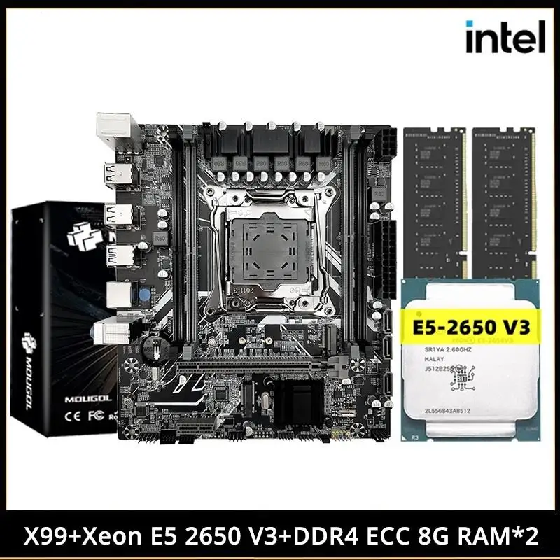 To X99 Motherboard Kit with Intel Xeon E5 2650 V3 CPU & Dual-channel DDR4 8Gx2 2133MHz ECC RAM for M.2 Gaming Computer