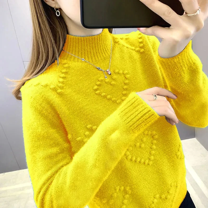 Women Sweater 2023 Autumn Winter Korean Pullover Basic Tops Casual Soft Turtleneck Knitted Sweaters Long Sleeve Jumper Soft Warm