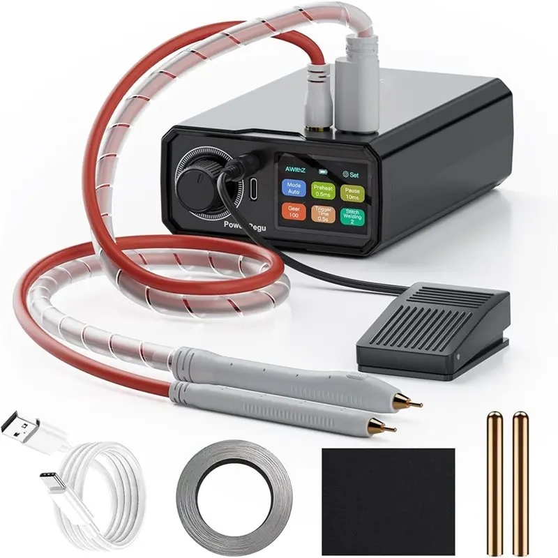 Battery Spot Welder 10000Mah, Rotary Knob Operation 100 Gears Adjustable Foot Pedal, 0.1-0.3Mm Spot Welding Capacity-AA26