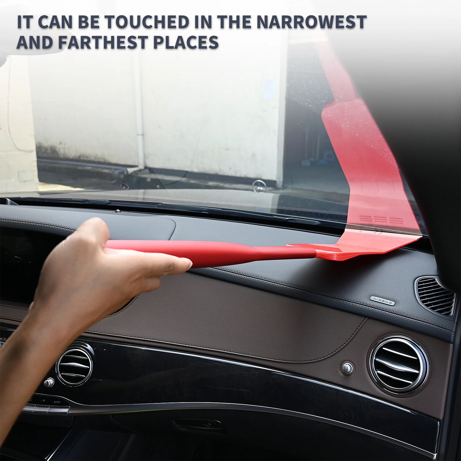 EHDIS Car Front Rear Windshield Squeegee Vinyl Tool Auto Wrap Window Film Tinting Scraper Long Handle Bulldozer Glass Cleaning