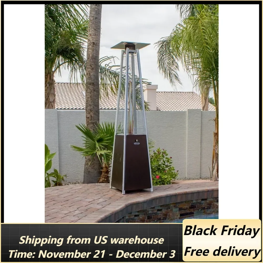 Pyramid Glass Tube Propane Patio Heater w/Wheels, 40,000 BTU, Hammered Bronze