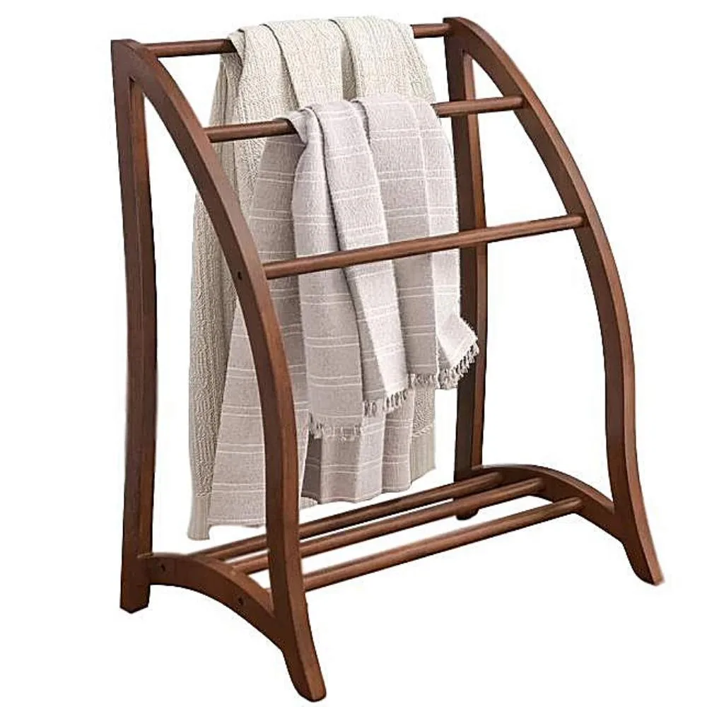 Vintage Quilt Rack Stand Wood Blanket Stand Bedspread Storage Display Towel Bar Large 3 Tier Beechwood Wooden Bedding