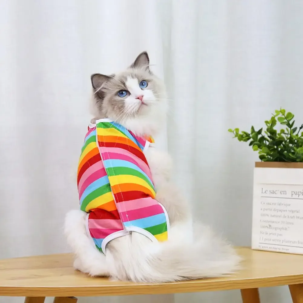 

Cat Weaning Sterilization Suit Clothes Elastic Surgery After Recovery Care Clothing Fruit Series Print Pet Anti-licking Vest