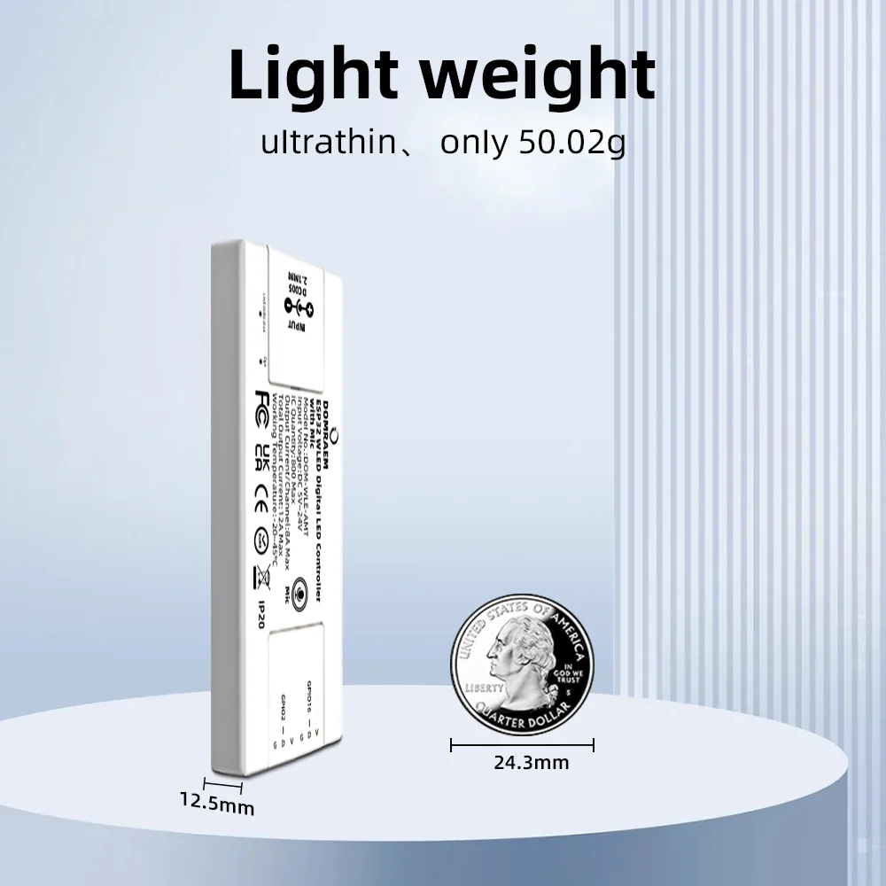 DOMRAEM ESP32 وحدة تحكم بالموسيقى رفيعة للغاية WLED قابلة للعنونة 2CH WS2811/2812/2812B/2813/2814/2815/2805/SK6812/APA102 شرائط RGB IC