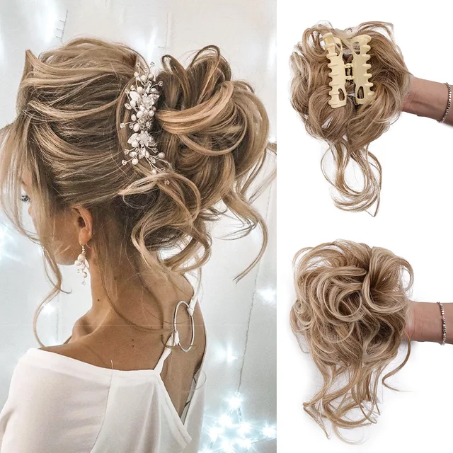 Messy Bun Hair Piece Tousled Updo H air Extensions With Elastic Hair Bands Curly Hair Bun Scrunchie dla kobiet i dziewcząt