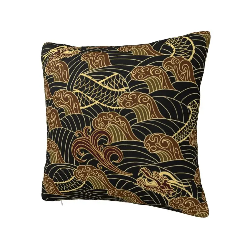 Gold Chinese Dragon Pattern Cushion Cover 45*45 cm Velvet Mythical Monster Throw Pillow Case for Living Room Sofa Pillowcase