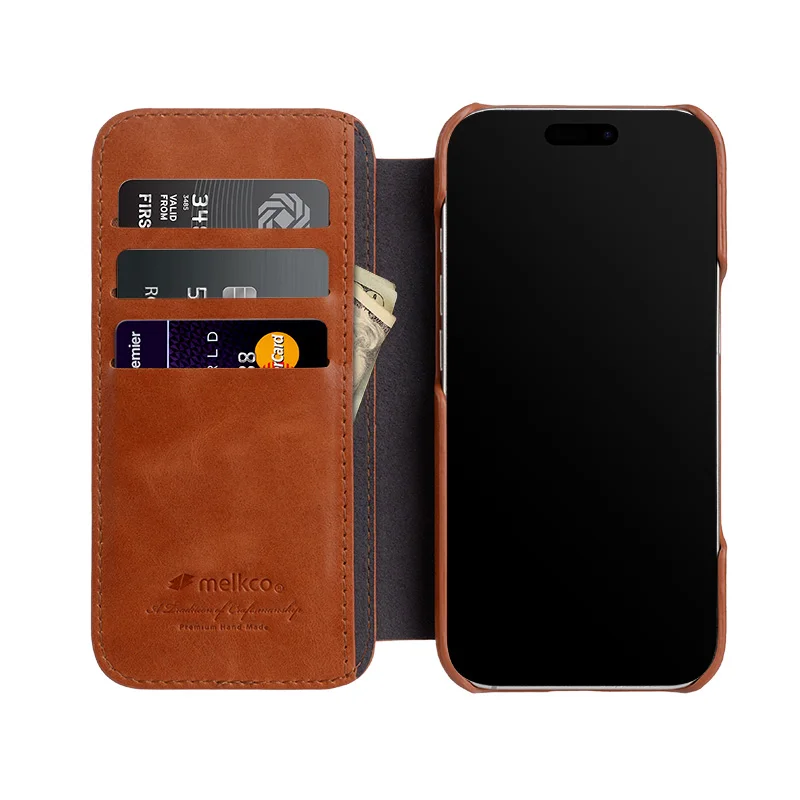 

Melkco для iPhone 16 Pro Max, чехол для телефона 16 Pro, натуральная ретро-сумка из масляного воска, кожаная сумка из воловьей кожи, деловой чехол Magsafe Magnetic