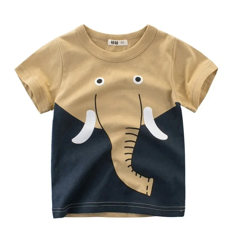 2024 Cartoon Print Baby Boy Dinosaurus T Shirt Voor Zomer Baby Kinderen Jongens Meisjes Leeuw T-Shirts Kleding Katoenen Peuter Letter Tops