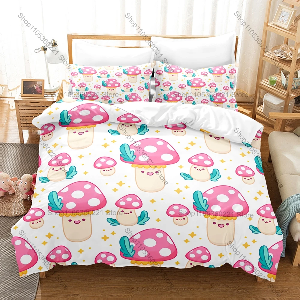 Sweet Cartoon Mushroom Three-piece Suit, Lovely Design, High-quality Fabric, Soft Touch, Great Gift for Kids, Make Bedroom 2026
