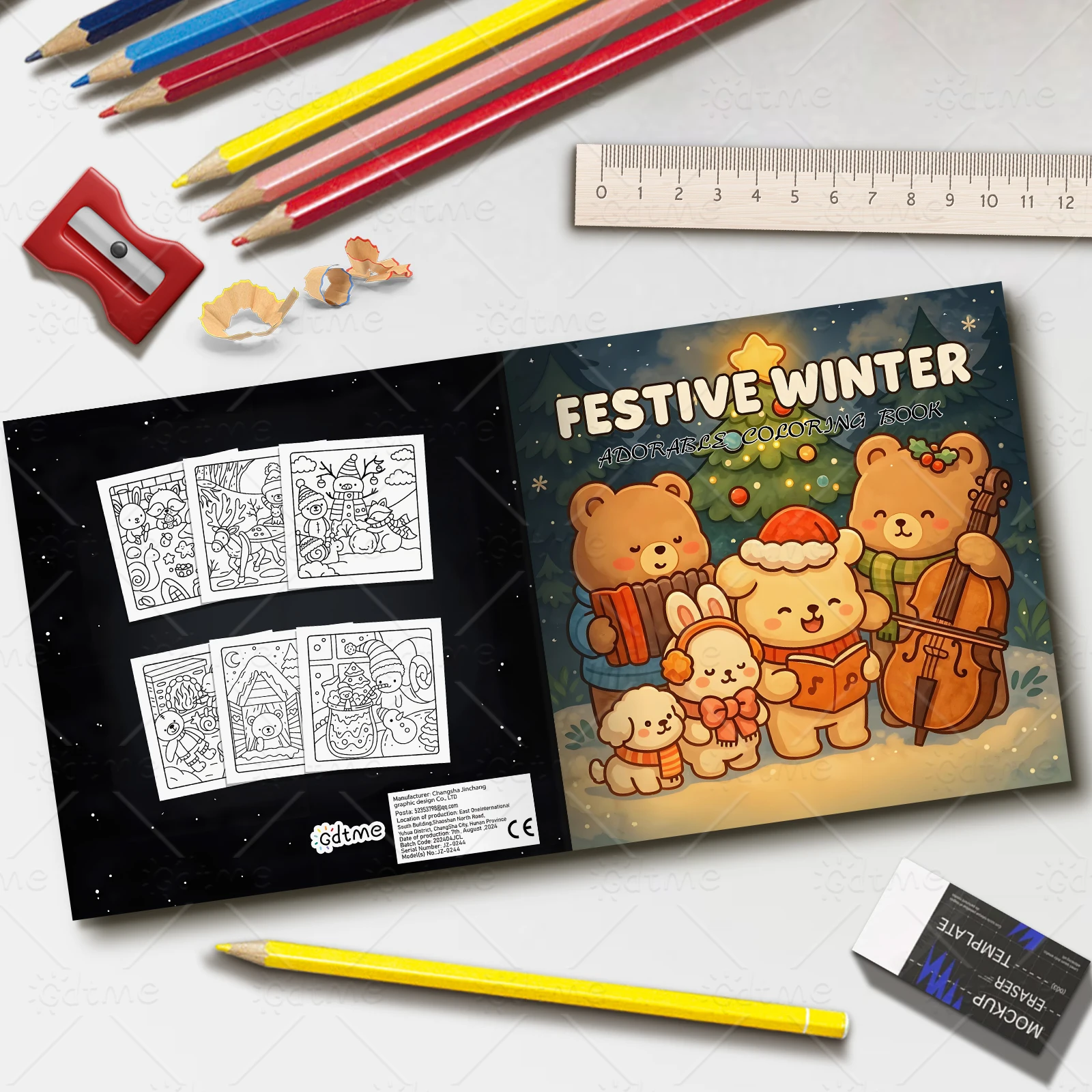 FESTIVE WINTER Niedliches und bequemes Malbuch für Erwachsene, süßes Zeichenbuch, perfektes Geschenk für Party und Geburtstag – Detail 2