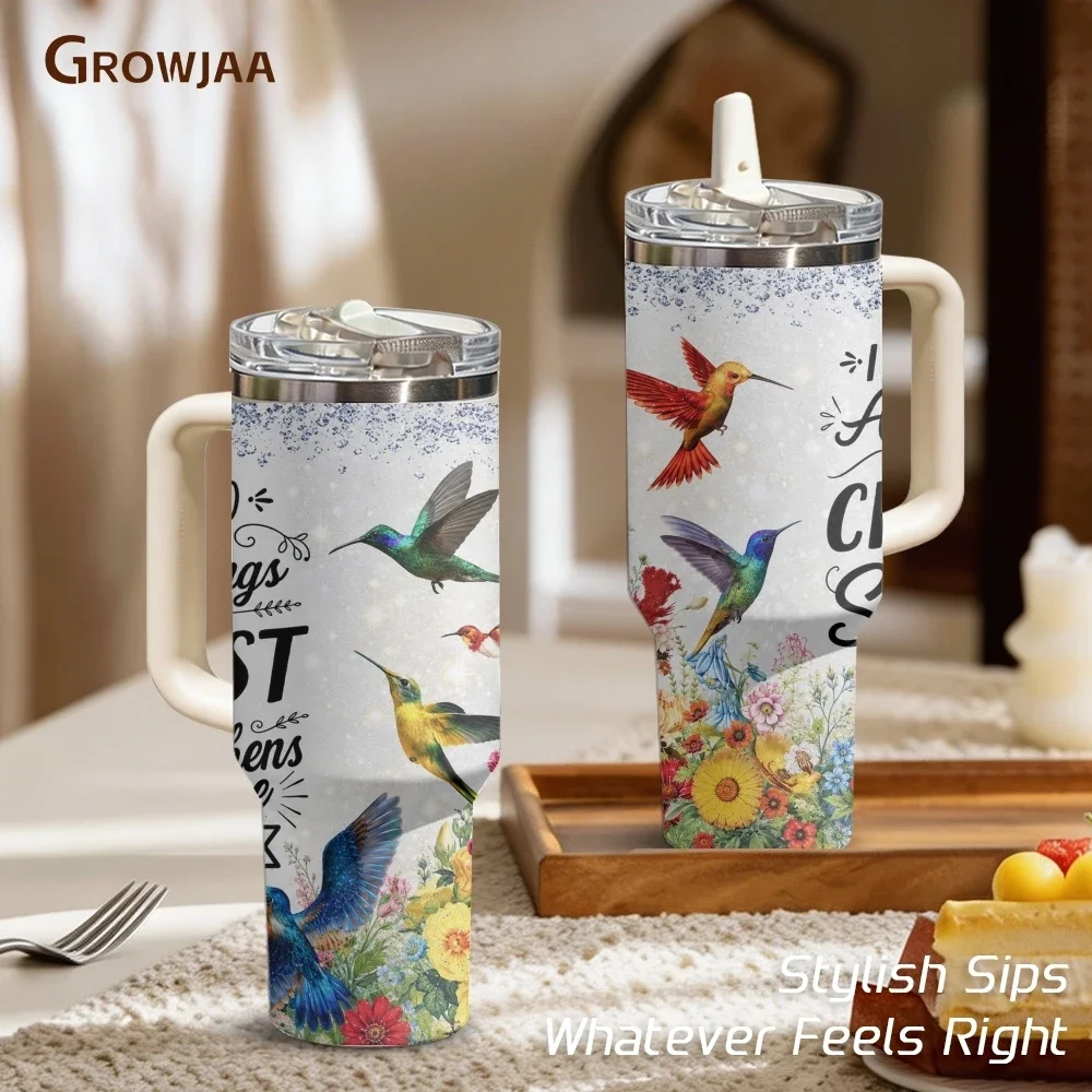 Flower Hummingbird Bible Verse  40oz 3rd Gen Vacuum Insulated Stainless Steel Tumbler Cup with Handle Straw Lid for Gifts