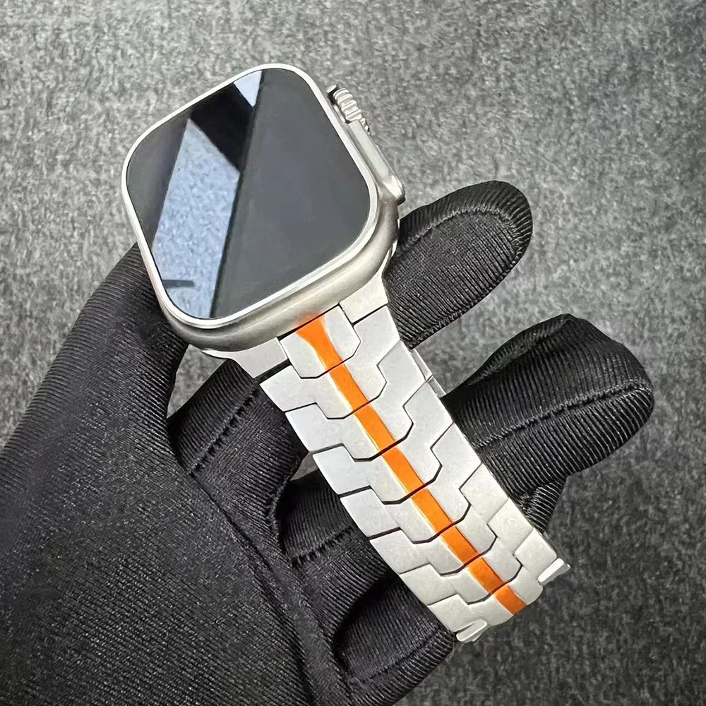 Ремешок титановый для Apple Watch Band 49 мм 45 мм 44 мм 42 мм, роскошный металлический браслет из нержавеющей стали для IWatch Ultra 9 8 7 6 5 4