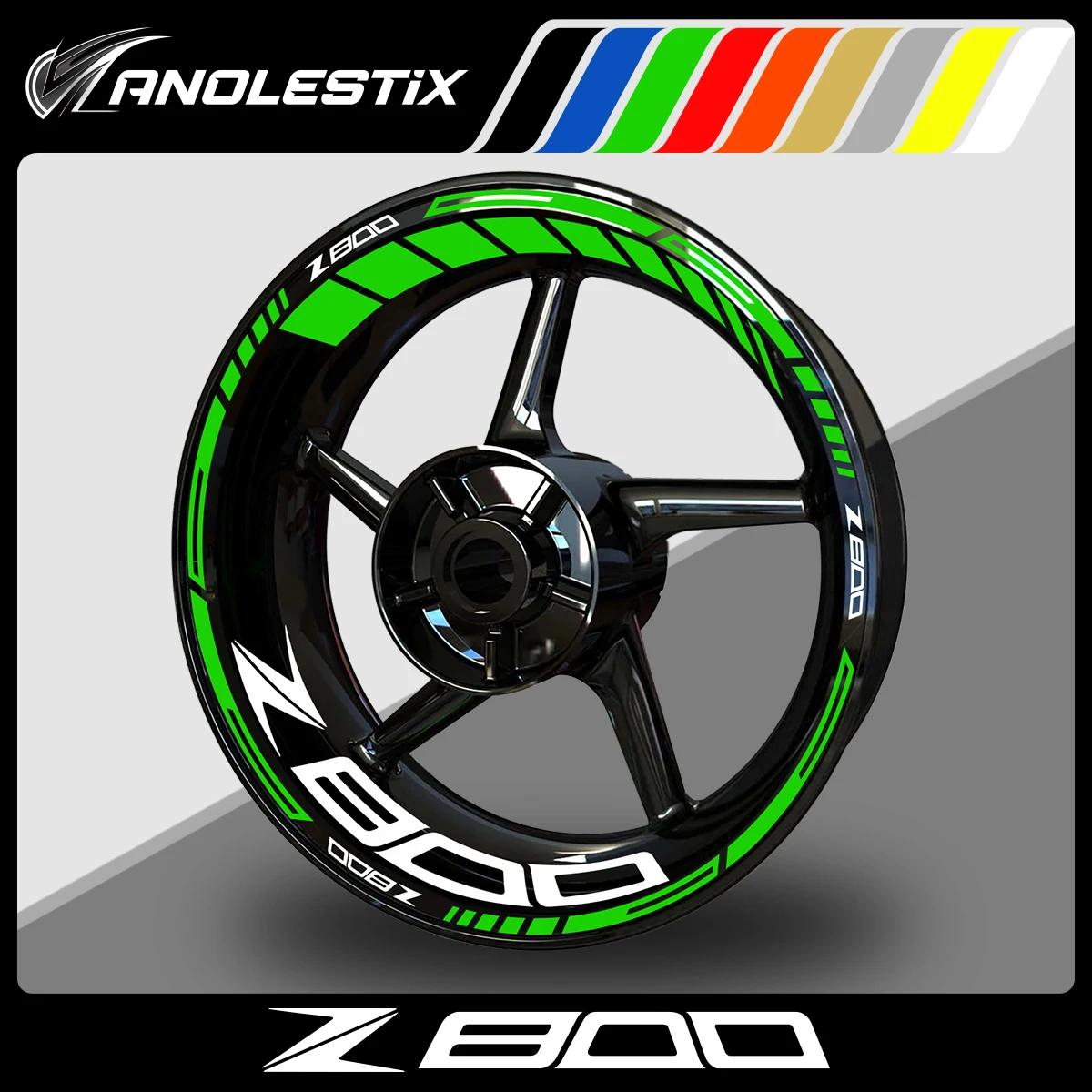 AnoleStix Reflective Motorcycle Wheel Sticker Hub Decal Rim Stripe Tape For Z800