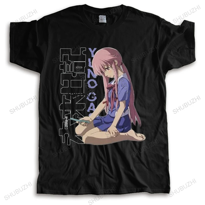 Yuno Gasai In School Uniform T Shirt Homme Cotton Tee Japan Manga Mirai Nikki Future Diary Tshirts Short Sleeve T-shirt Clothing