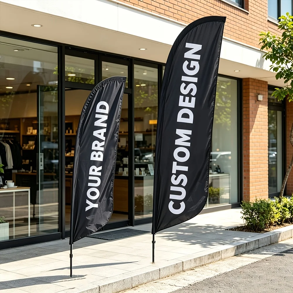 1pc Custom Advertising Knife Feather Flags, Double-sided Printing, Reusable, Custom with Logos/Text/Images Etc. No Flagpole