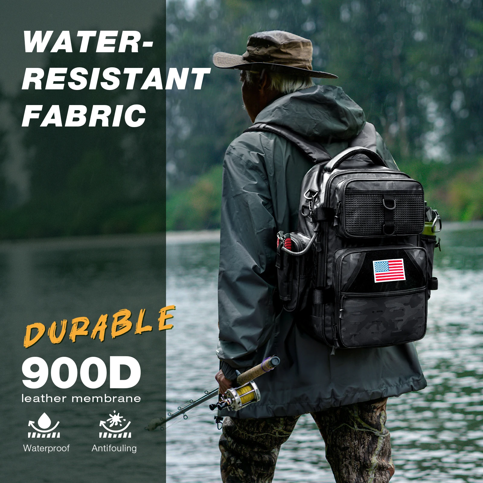 TPU-Angelgerät-Rucksack – Angelausrüstungstasche mit großem Fassungsvermögen und Schultergurten, robuster Tackle-Aufbewahrungsrucksack für Angler