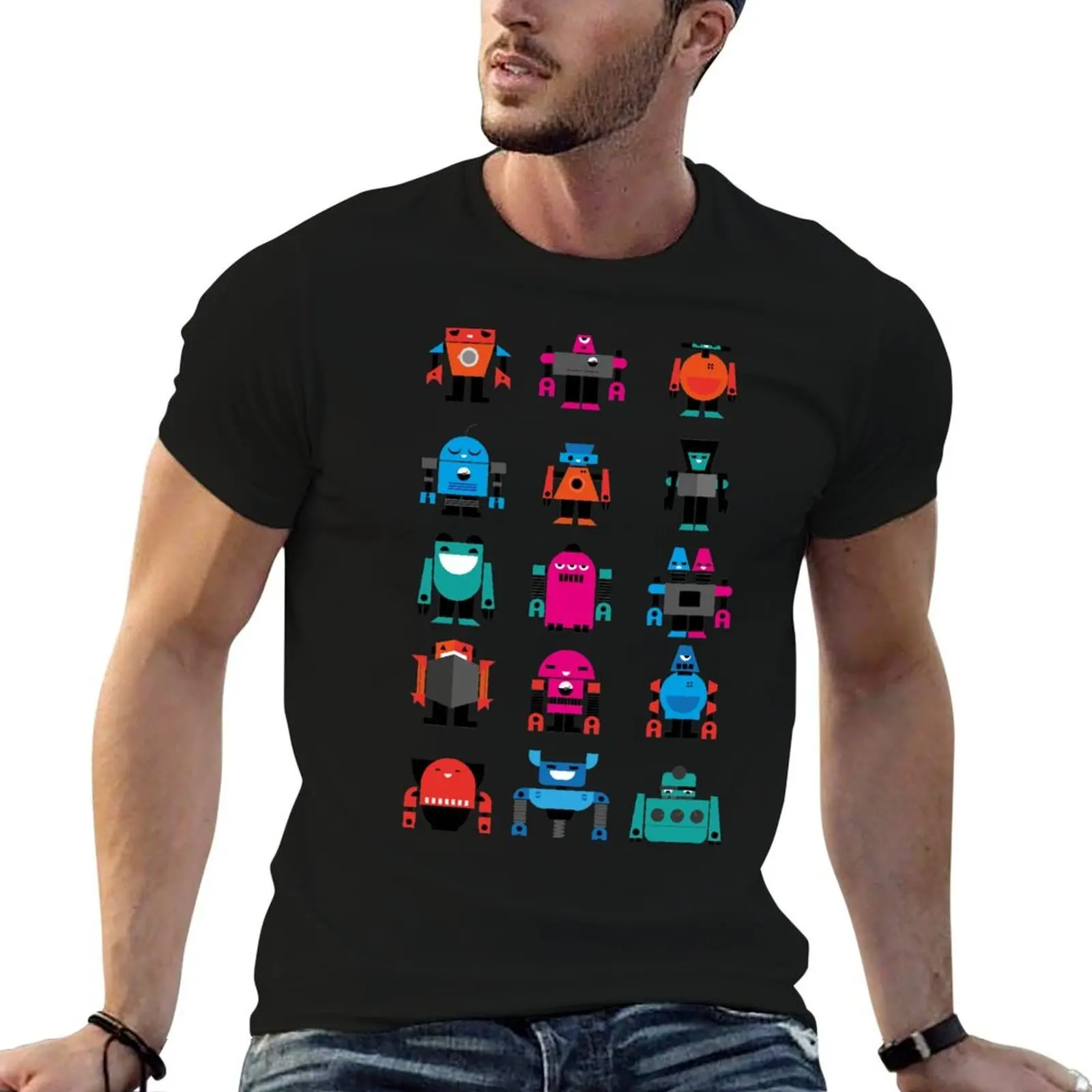 

Robots T-Shirt man t shirt heavy cotton anime t shirts oversize T-Shirt
