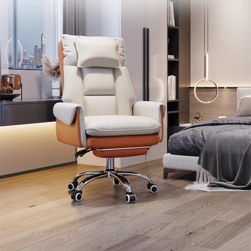 Headrest White Office Chair Leg Rest Swivel Computer Comfy Office Chair Mobile Ergonomic Chaise De Bureau Home Furniture